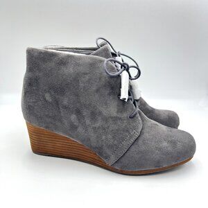 11W 11 WIDE WIDTH Dr Scholls Dakota Gray Microsuede Wedge Ankle Boots Shoes‎